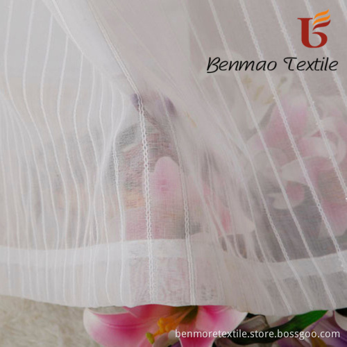 High-End White Stripe Voile/ Transparent Window Curtain/ Ecological and Environment-Friendly Voile